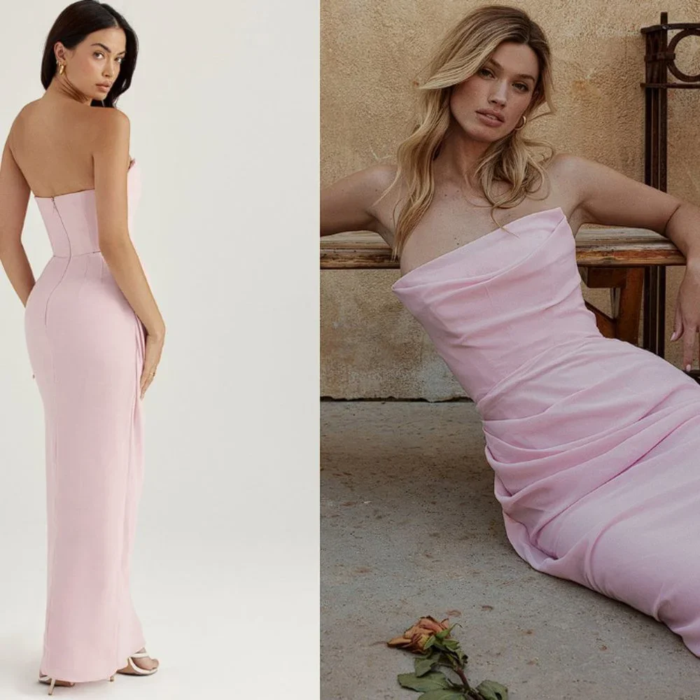 HOUSE OF CB 'Adrienne' Pink Quartz Strapless Gown NWOT - Picture 5 of 11